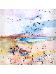 Peinture 3D sur verre d'un enfant sur la plage avec , Cadeaux Tu B'Av , I