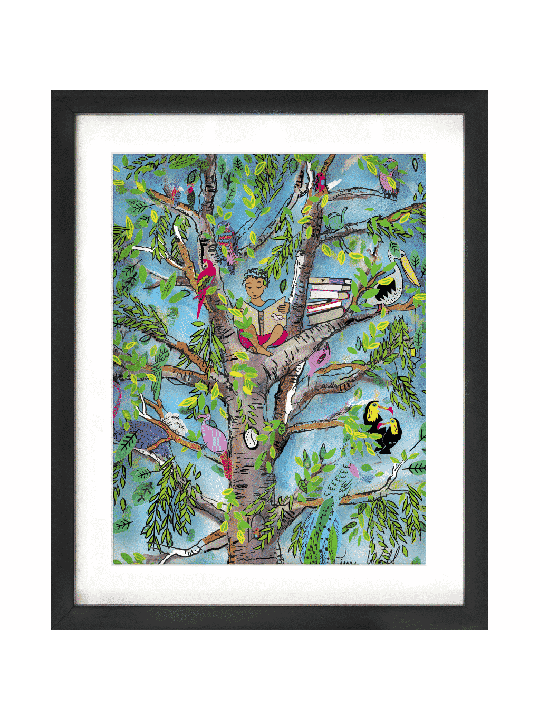 Arbre magique avec des amis ailés, illustration en verre 3D, cadeaux Tu B'Av, I