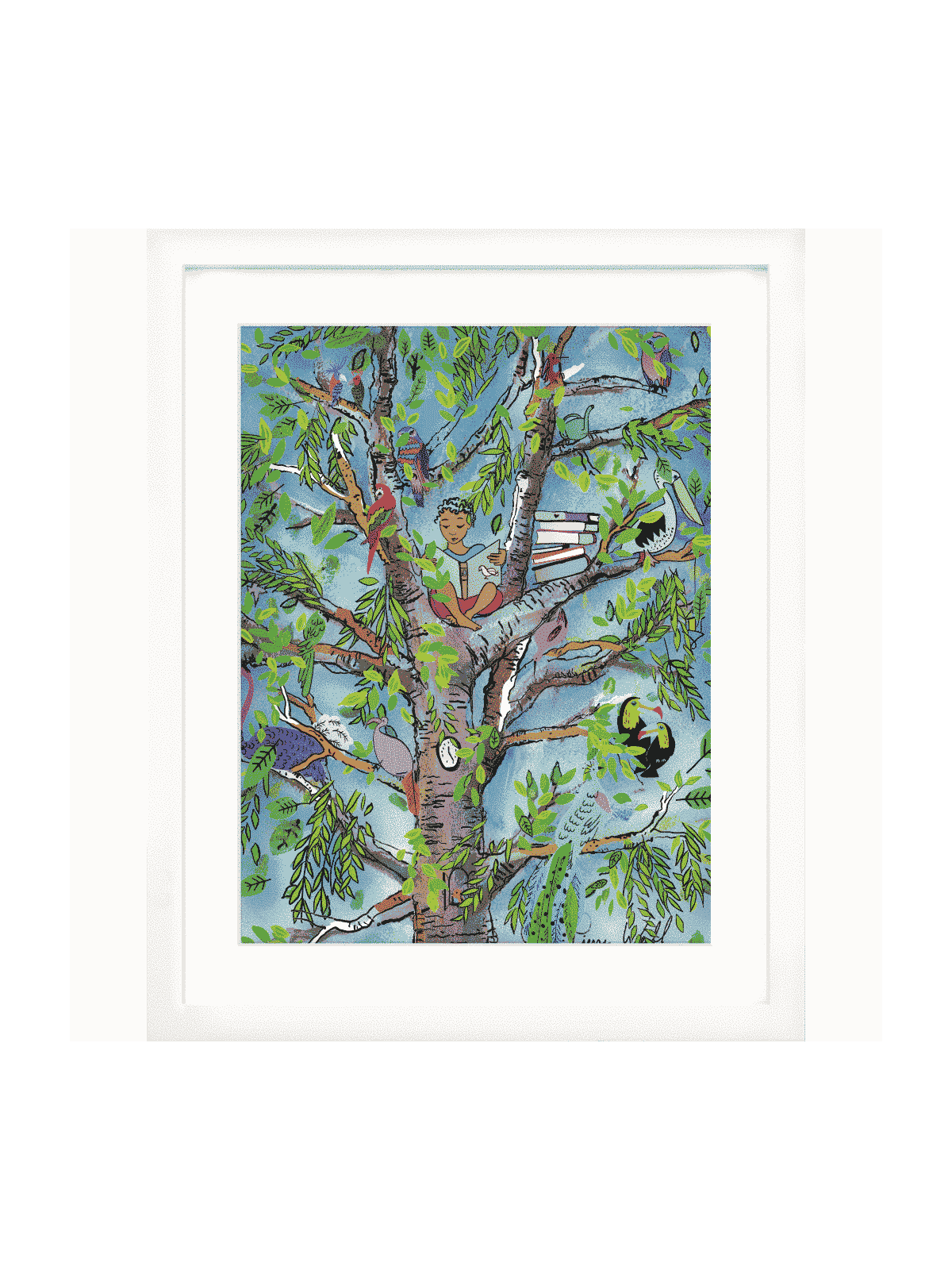 Arbre magique avec des amis ailés, illustration en verre 3D, cadeaux Tu B'Av, I