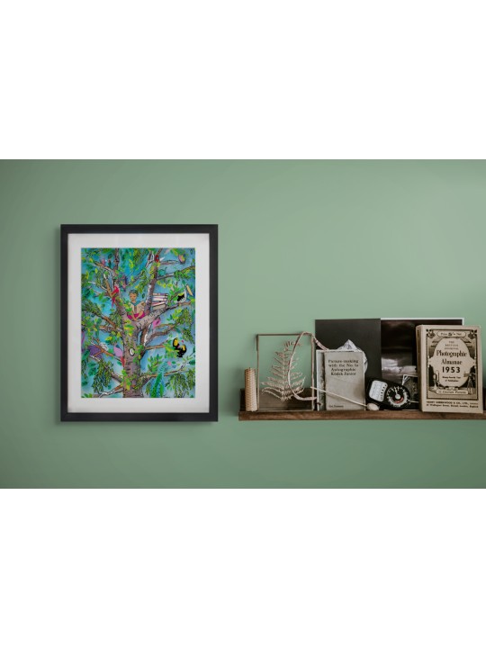 Magical Tree with Winged Friends 3D Glass Artwork  , Tu B'Av Gifts , I