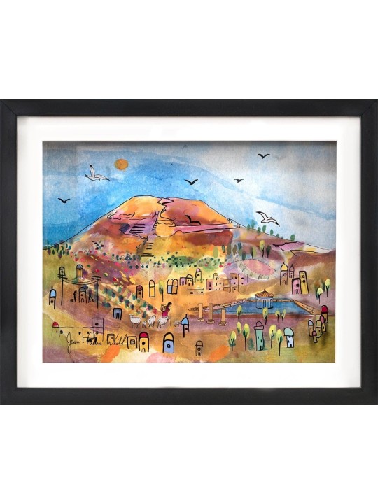 Historical Herodium Mountain 3D Painting on Glass , Jerusalem Painting
