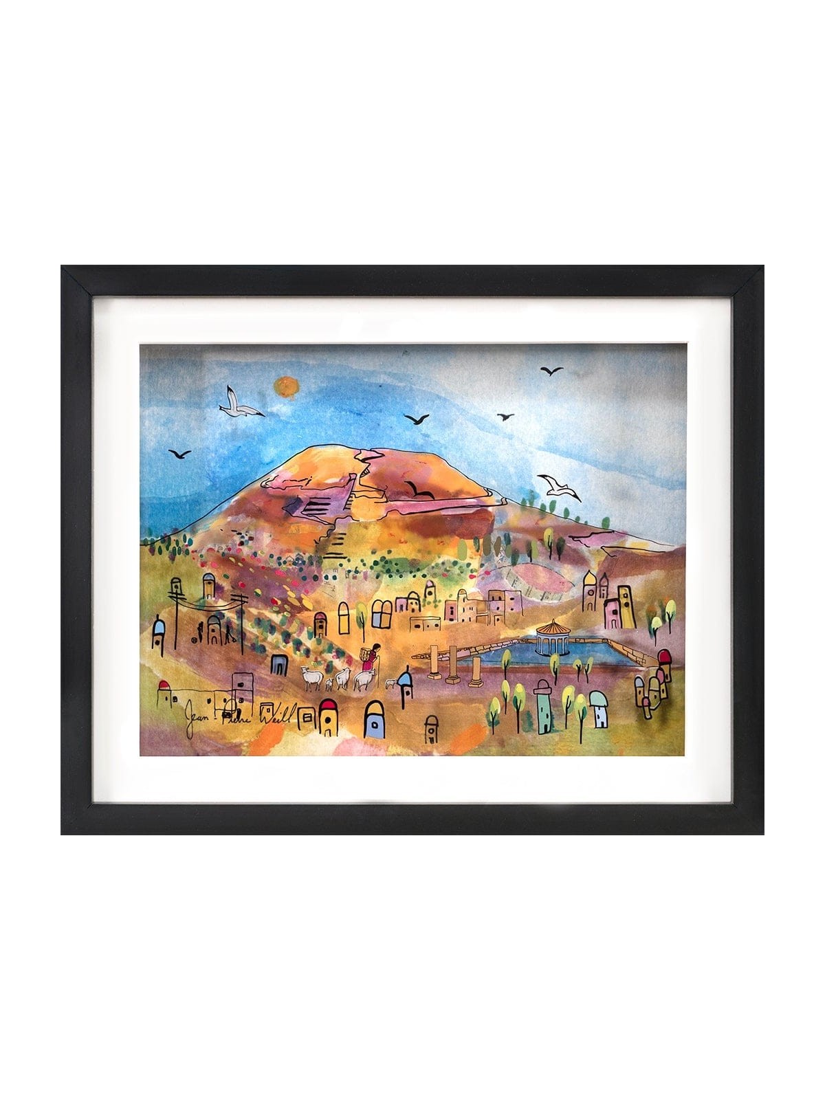 Historical Herodium Mountain 3D Painting on Glass , Jerusalem Painting