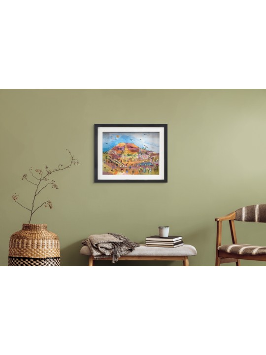 Peinture historique 3D de montagne d’Herodium sur verre, peinture de Jérusalem