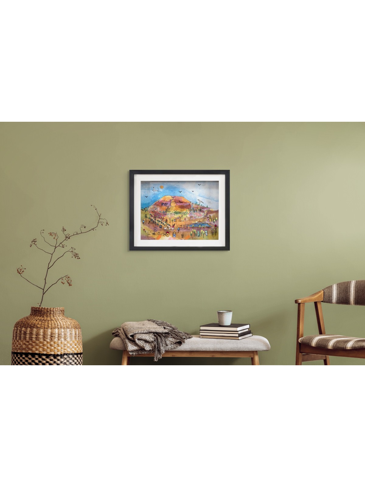 Peinture historique 3D de montagne d’Herodium sur verre, peinture de Jérusalem