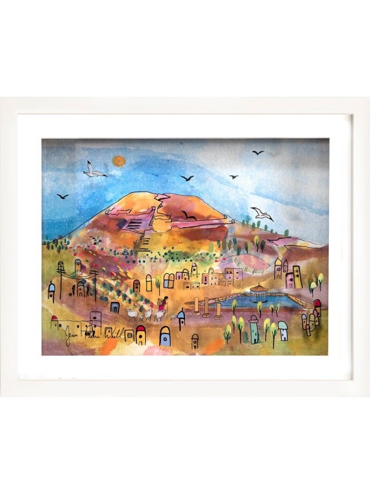 Historical Herodium Mountain 3D Painting on Glass , Jerusalem Painting