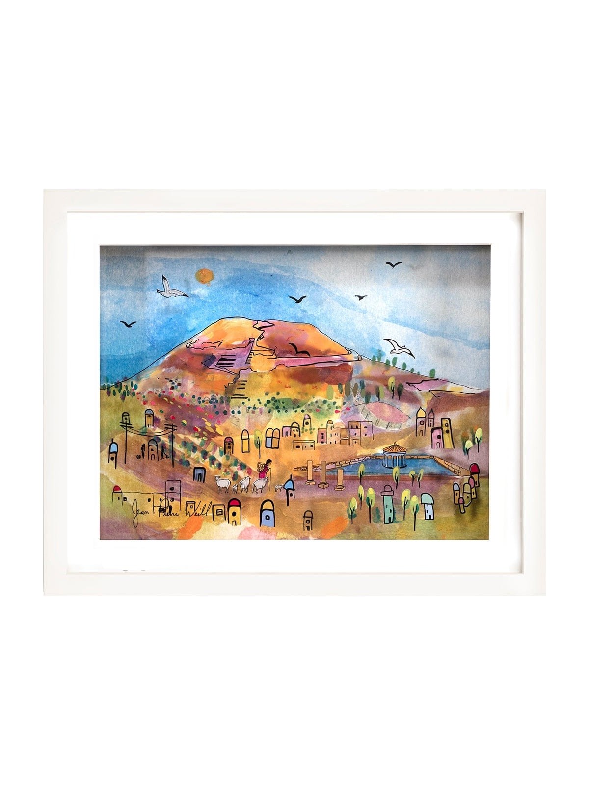 Peinture historique 3D de montagne d’Herodium sur verre, peinture de Jérusalem