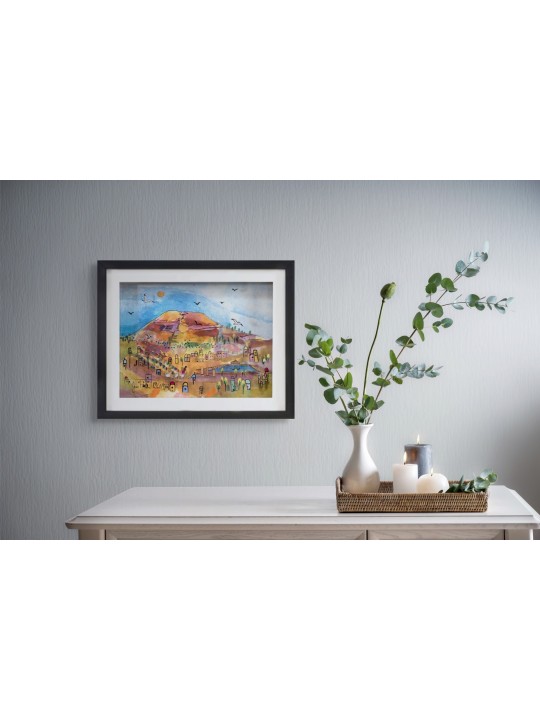 Peinture historique 3D de montagne d’Herodium sur verre, peinture de Jérusalem