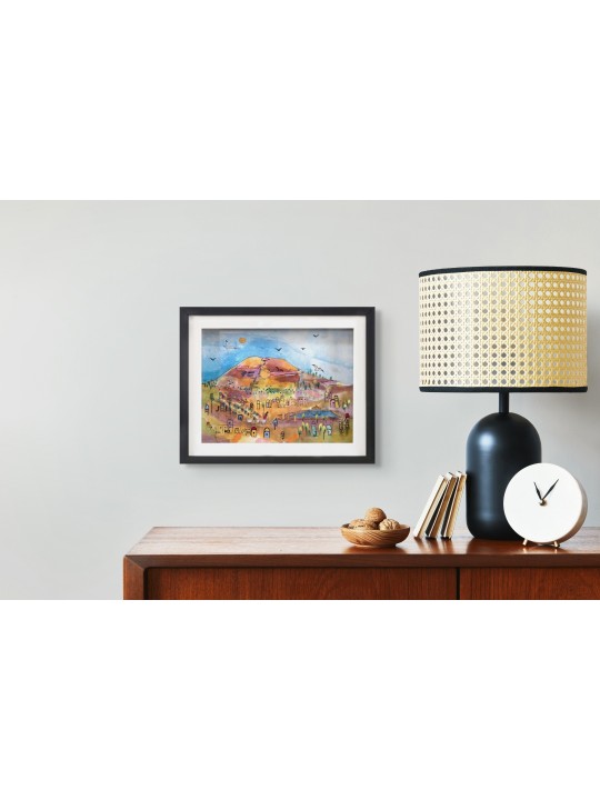Historical Herodium Mountain 3D Painting on Glass , Jerusalem Painting
