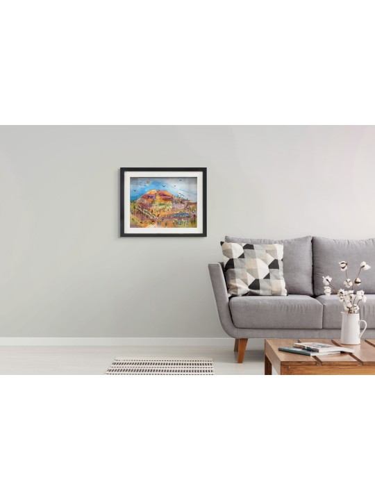 Historical Herodium Mountain 3D Painting on Glass , Jerusalem Painting
