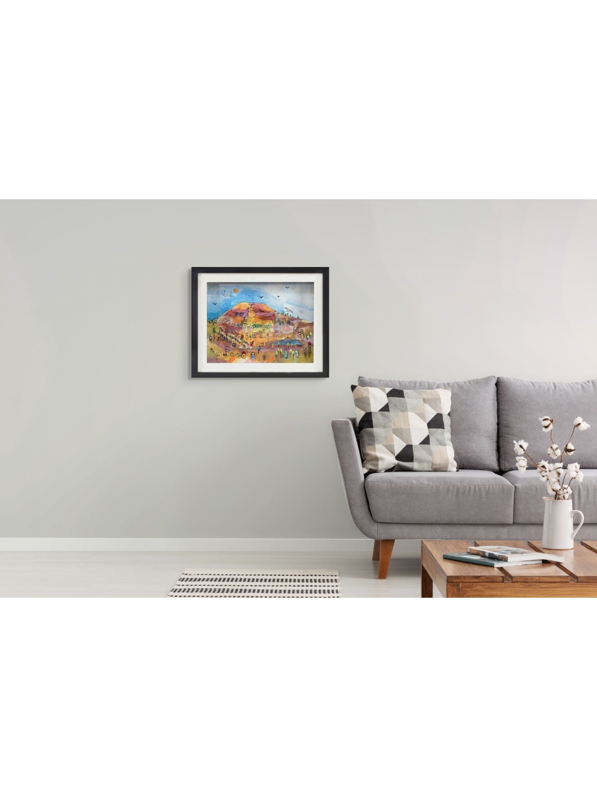 Historical Herodium Mountain 3D Painting on Glass , Jerusalem Painting