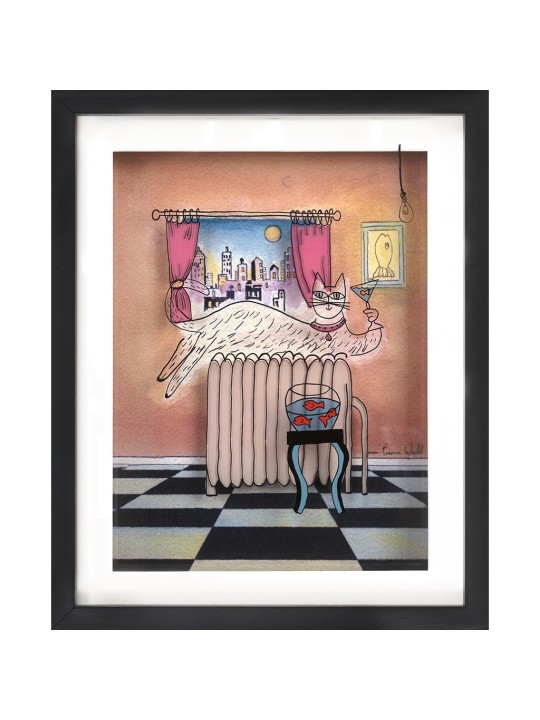Chat chic dans la ville Peinture sur verre 3D pour Cat Lov , Cadeaux Tu B'Av , I