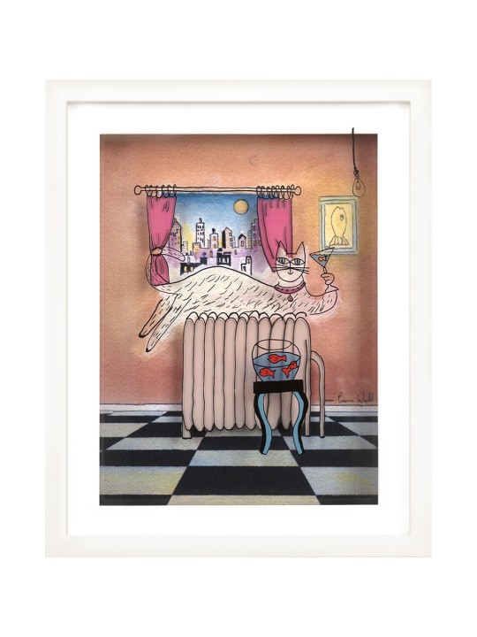 Chat chic dans la ville Peinture sur verre 3D pour Cat Lov , Cadeaux Tu B'Av , I
