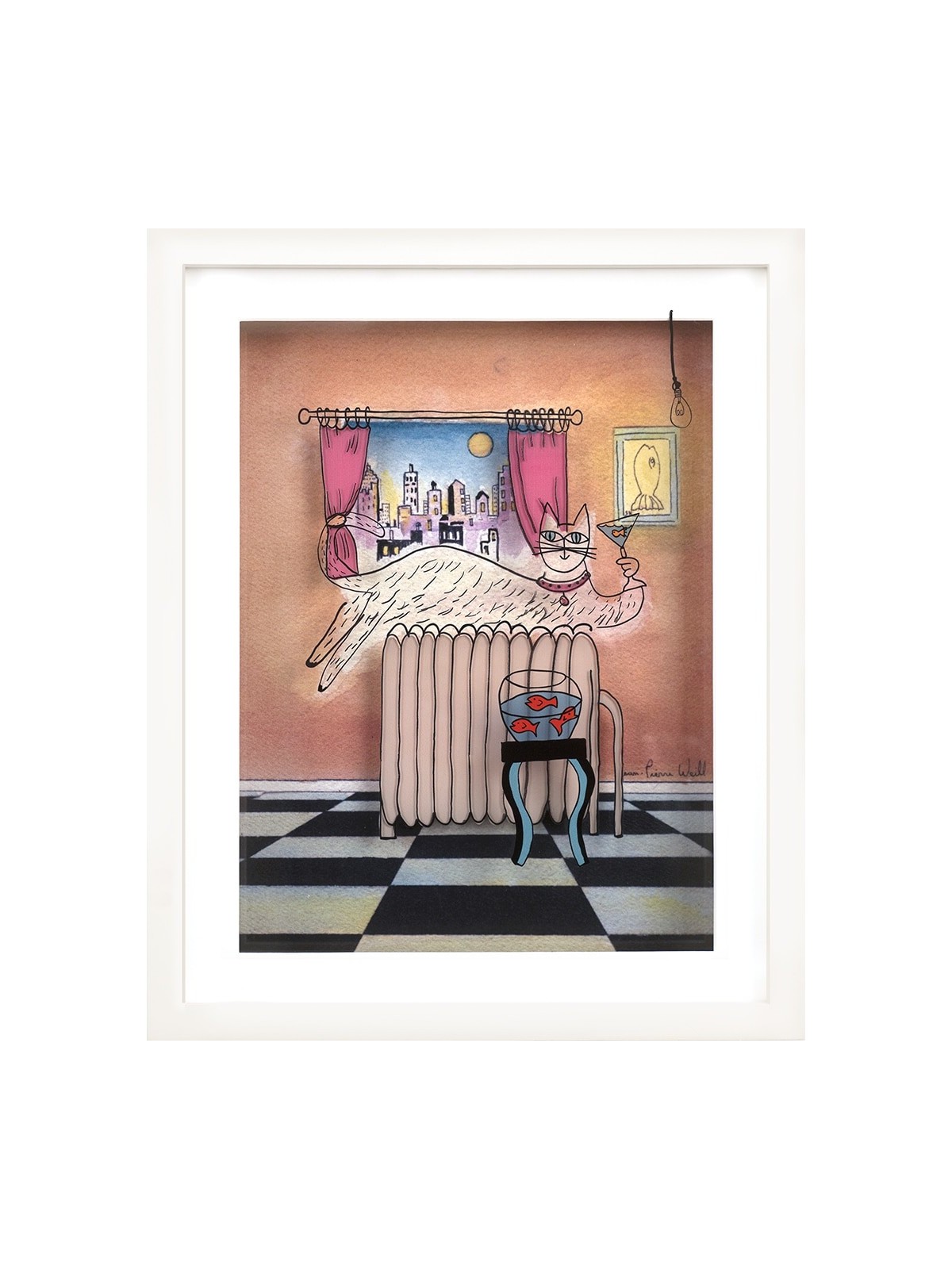 Chat chic dans la ville Peinture sur verre 3D pour Cat Lov , Cadeaux Tu B'Av , I