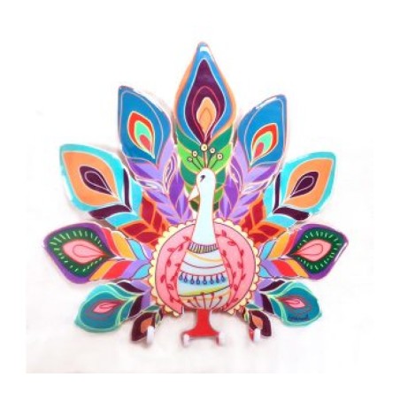 Yair Emanuel Wall Key Hanger Colorful Peacock | Clocks
