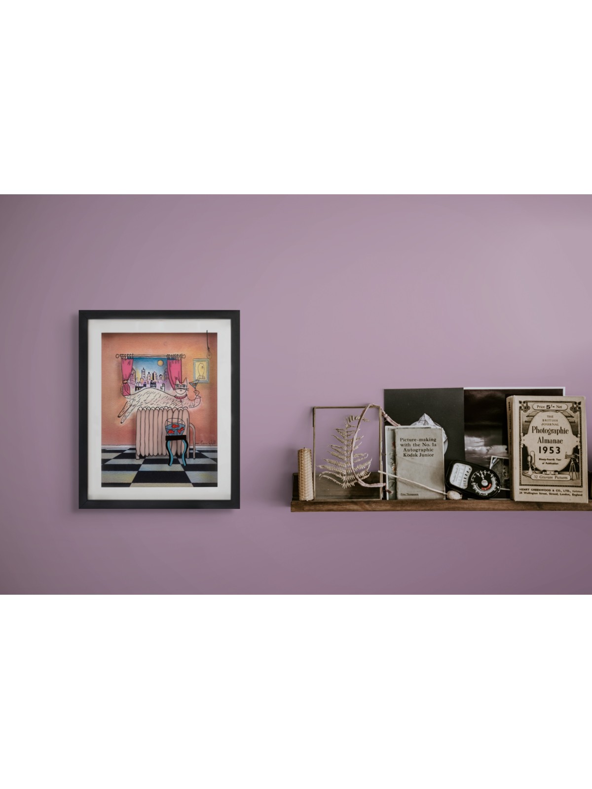 Chic Cat in the City 3D Glass Painting for Cat Lov , Tu B'Av Gifts , I