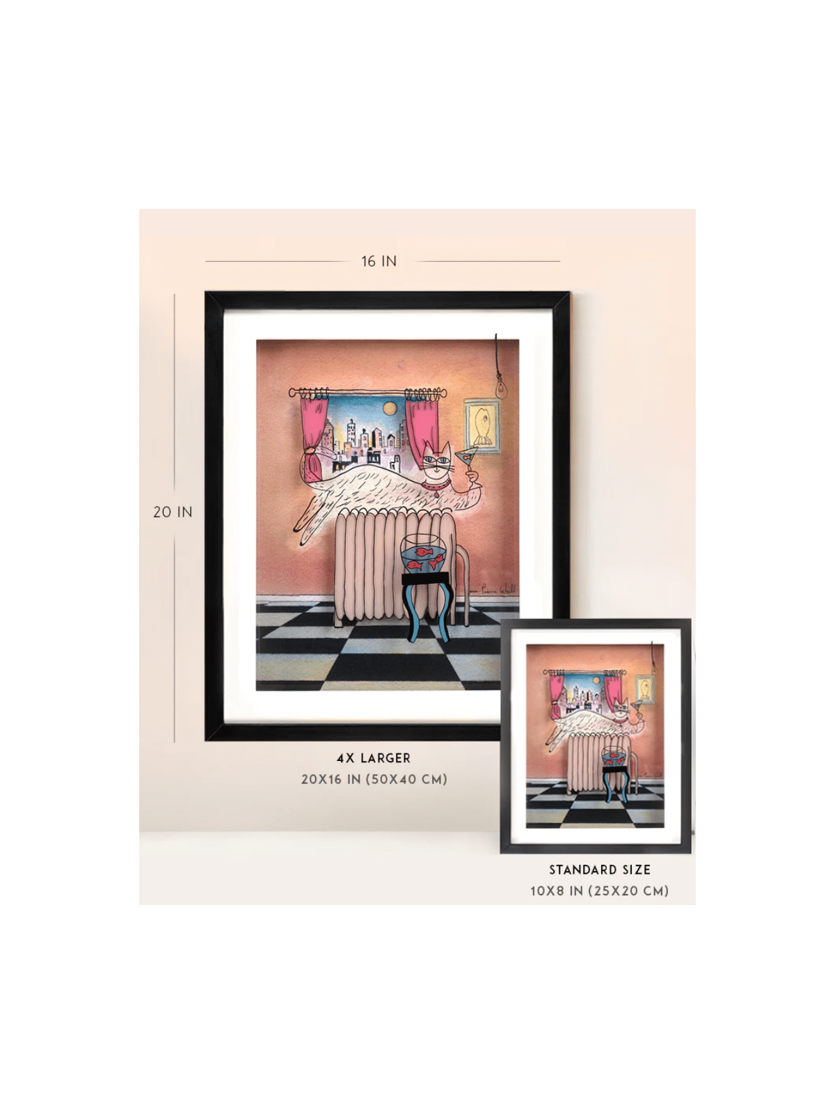 Chat chic dans la ville Peinture sur verre 3D pour Cat Lov , Cadeaux Tu B'Av , I