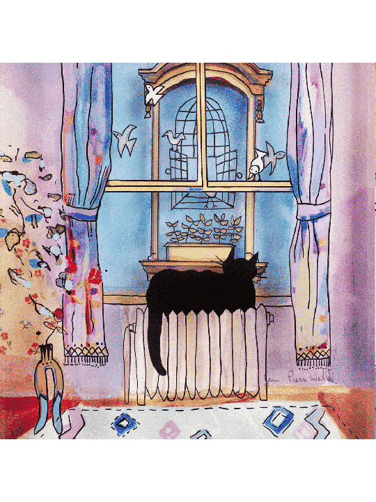 Open Birdcage and Cat 3D Glass Artwork Gift for Ca , Tu B'Av Gifts , I
