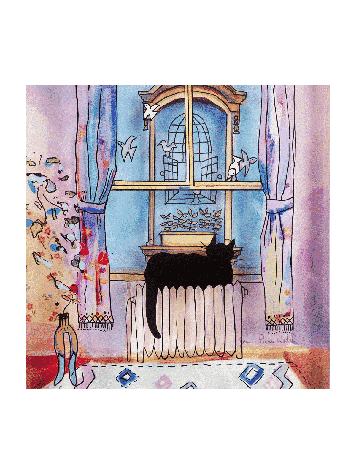 Cage à oiseaux ouverte et chat, illustration en verre 3D, cadeau pour Ca, cadeaux Tu B'Av, I
