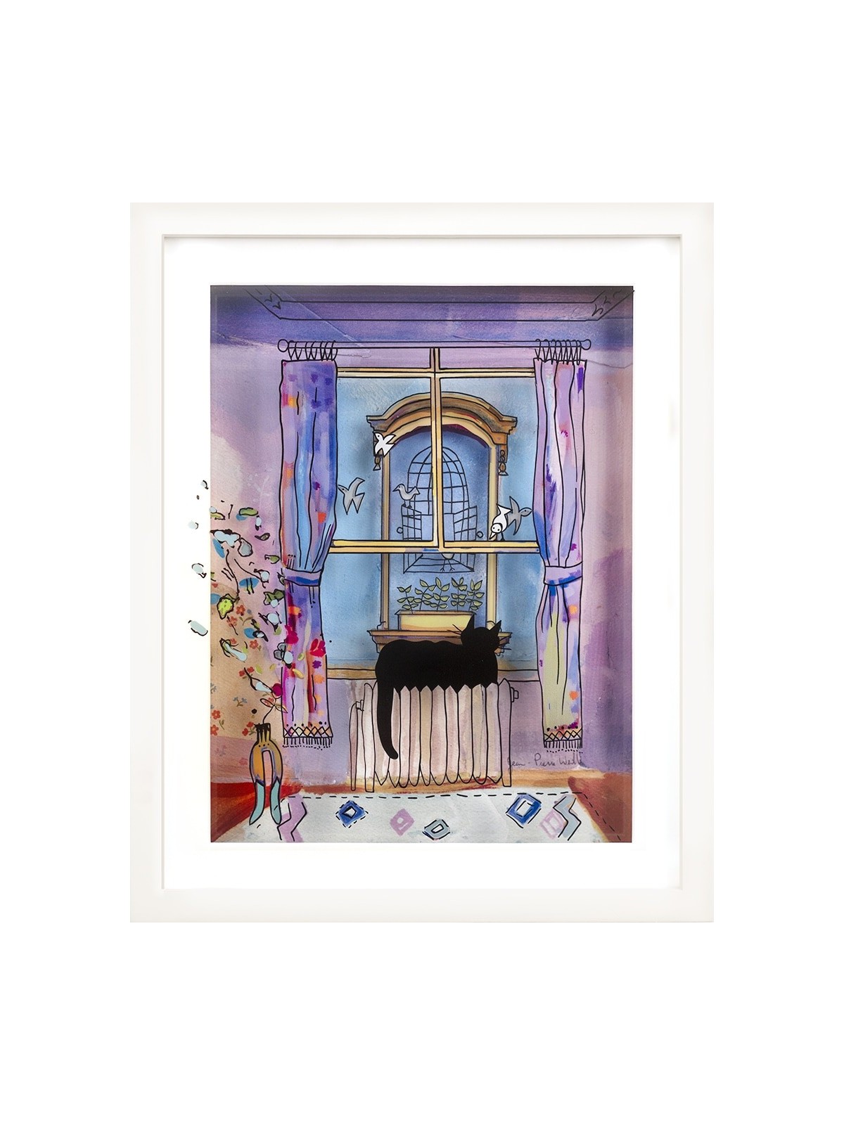 Cage à oiseaux ouverte et chat, illustration en verre 3D, cadeau pour Ca, cadeaux Tu B'Av, I