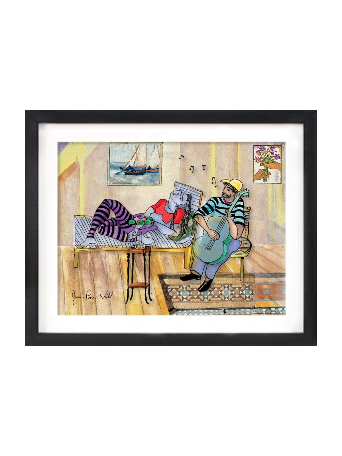 Seaside Serenade Romantic 3D Painting on Glass , Tu B'Av Gifts , Israe