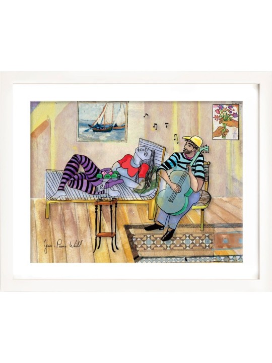 Seaside Serenade Romantic 3D Painting on Glass , Tu B'Av Gifts , Israe