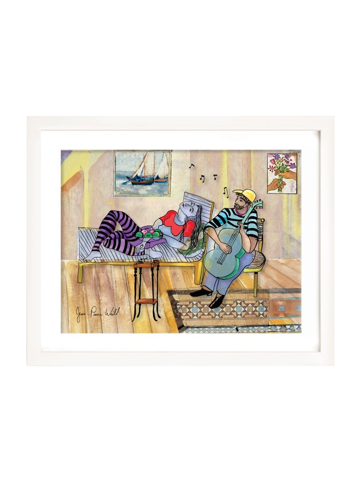 Seaside Serenade Romantic 3D Painting on Glass , Tu B'Av Gifts , Israe