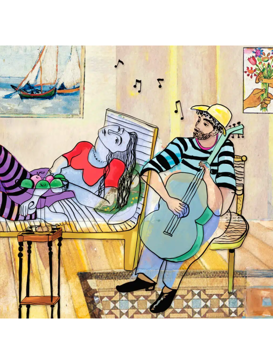 Seaside Serenade Romantic 3D Painting on Glass , Tu B'Av Gifts , Israe