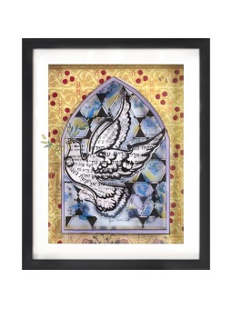 3D Painting on Glass of Dove With Olive Branch , Tu B'Av Gifts , Israe