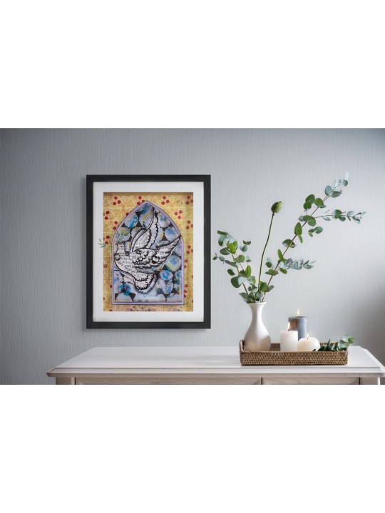 Peinture 3D sur verre de colombe avec branche d'olivier, cadeaux Tu B'Av, Israël