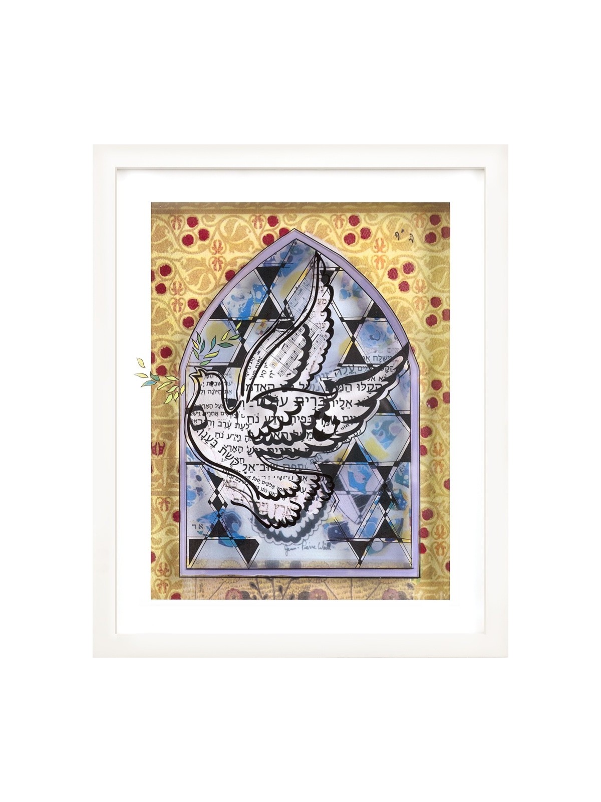 Peinture 3D sur verre de colombe avec branche d'olivier, cadeaux Tu B'Av, Israël