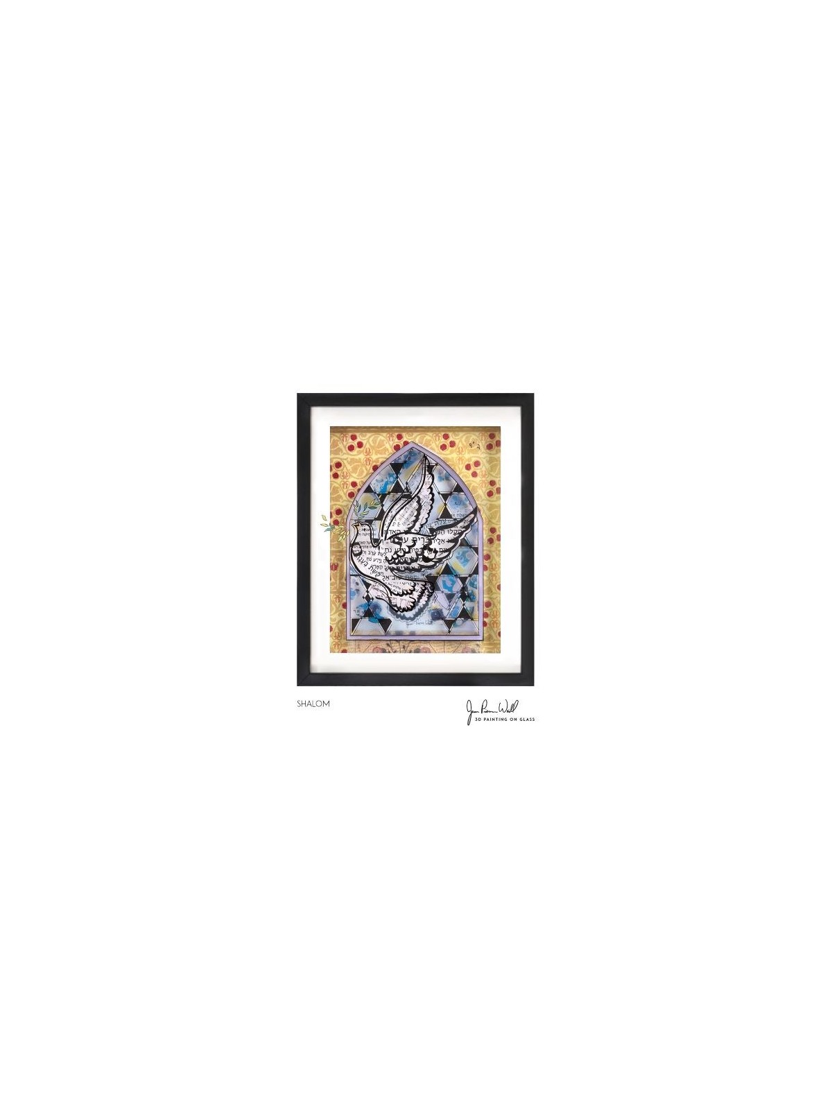 Peinture 3D sur verre de colombe avec branche d'olivier, cadeaux Tu B'Av, Israël