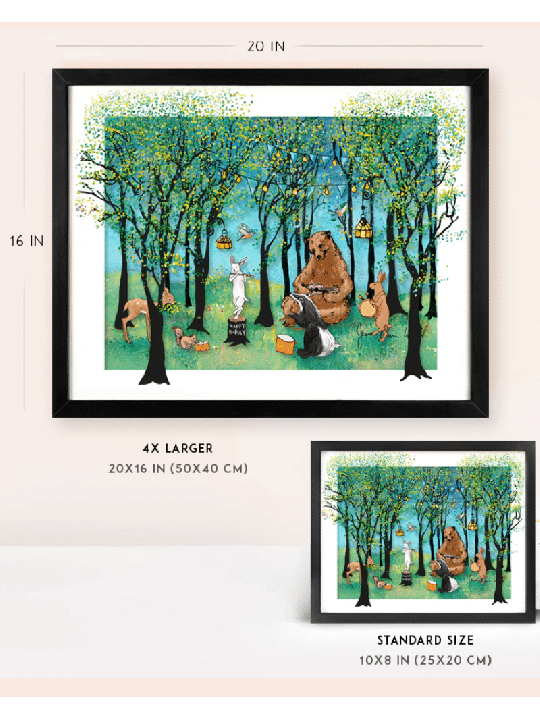 Forest Animals 3D Glass Art for Joyful Kids Room A , Tu B'Av Gifts , I