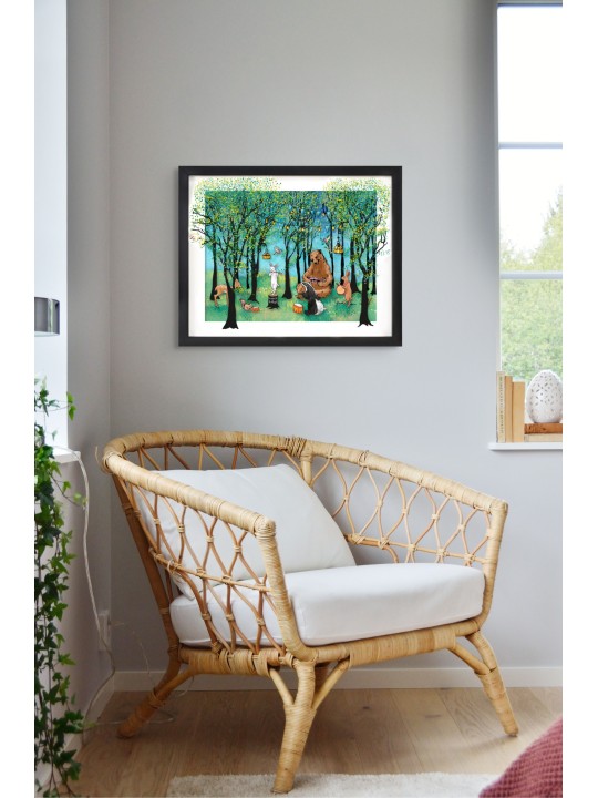 Animaux de la forêt Art en verre 3D pour chambre d'enfants joyeux A, cadeaux Tu B'Av, I