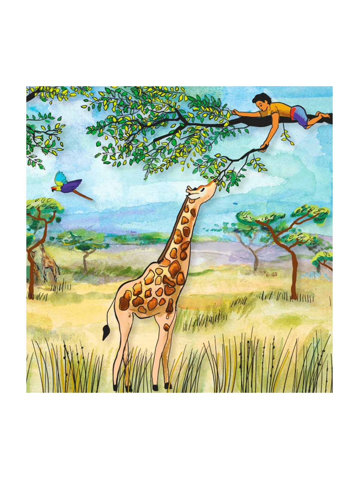 Safari Adventure Of Child On a Tree Feeding a Gira , Tu B'Av Gifts , I