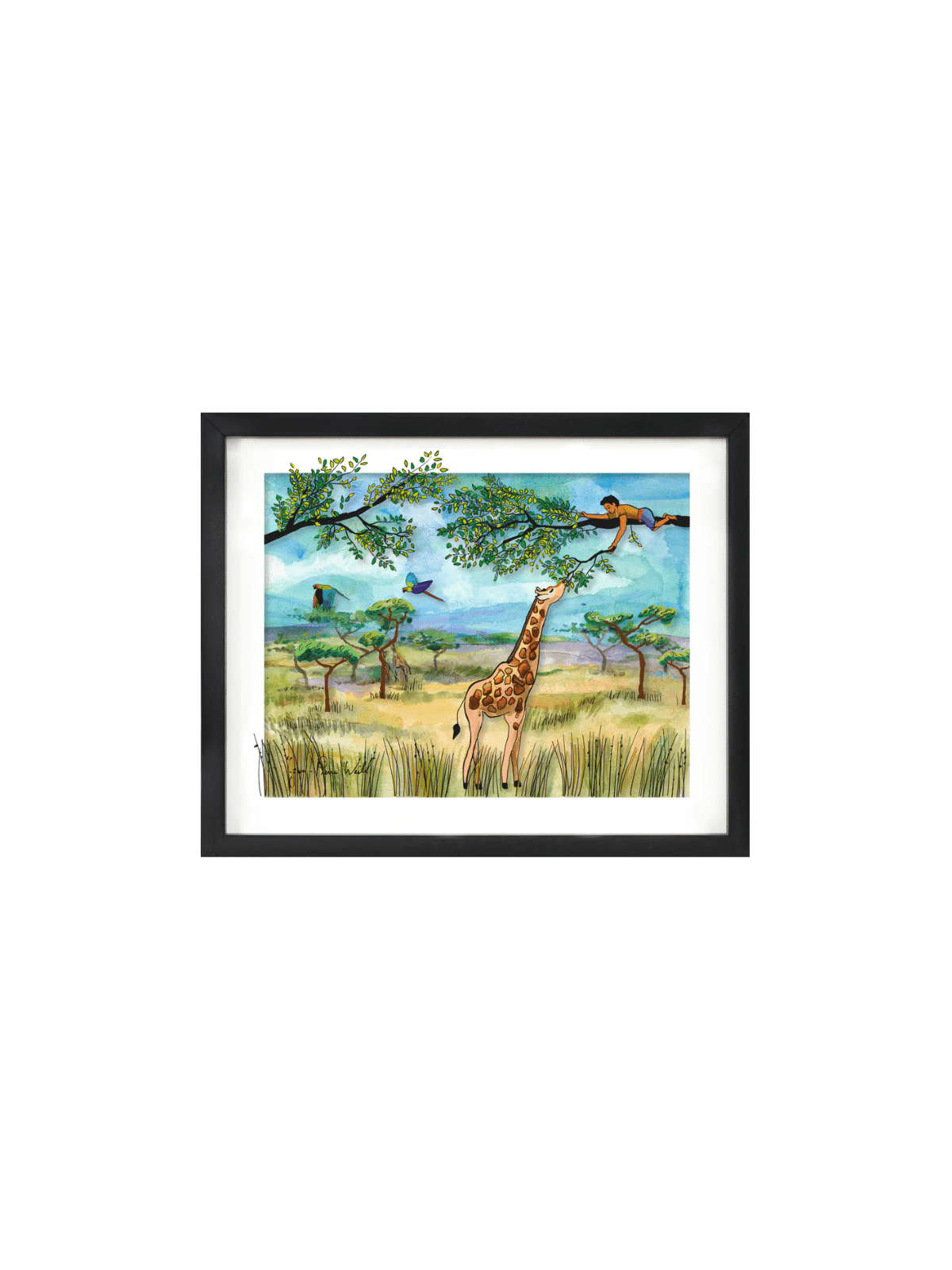 Safari aventure d'un enfant sur un arbre nourrissant une gira, cadeaux Tu B'Av, I