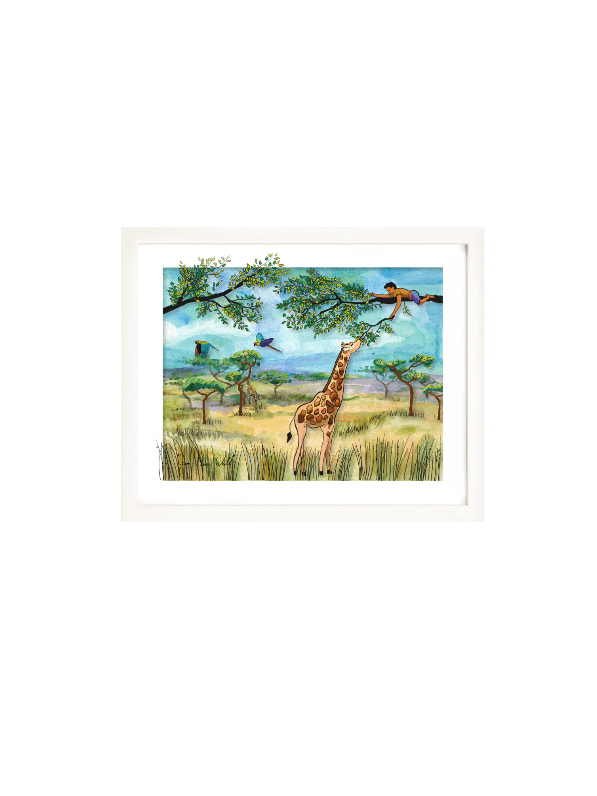 Safari Adventure Of Child On a Tree Feeding a Gira , Tu B'Av Gifts , I