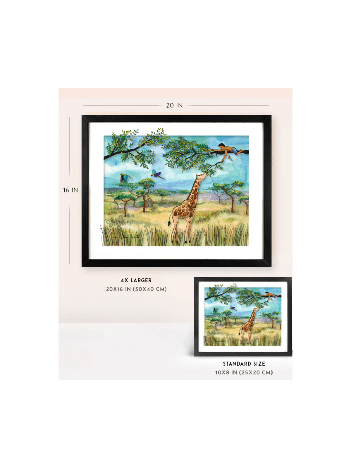 Safari Adventure Of Child On a Tree Feeding a Gira , Tu B'Av Gifts , I