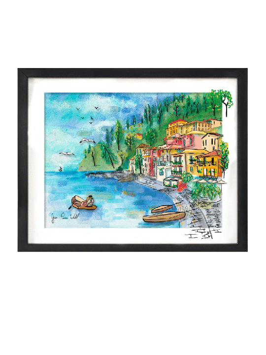 Charme côtier italien multicolore 3D Glass Art fo , Cadeaux Tu B'Av , I