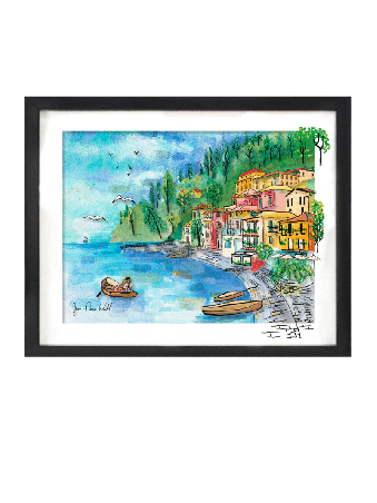 Charme côtier italien multicolore 3D Glass Art fo , Cadeaux Tu B'Av , I