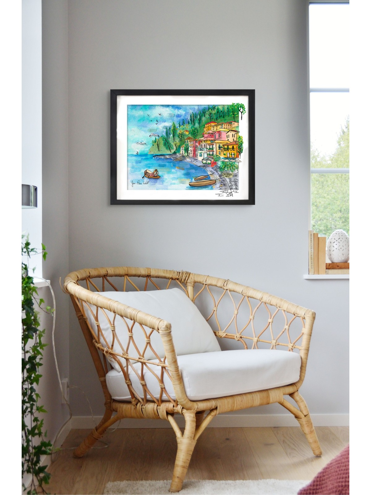 Charme côtier italien multicolore 3D Glass Art fo , Cadeaux Tu B'Av , I