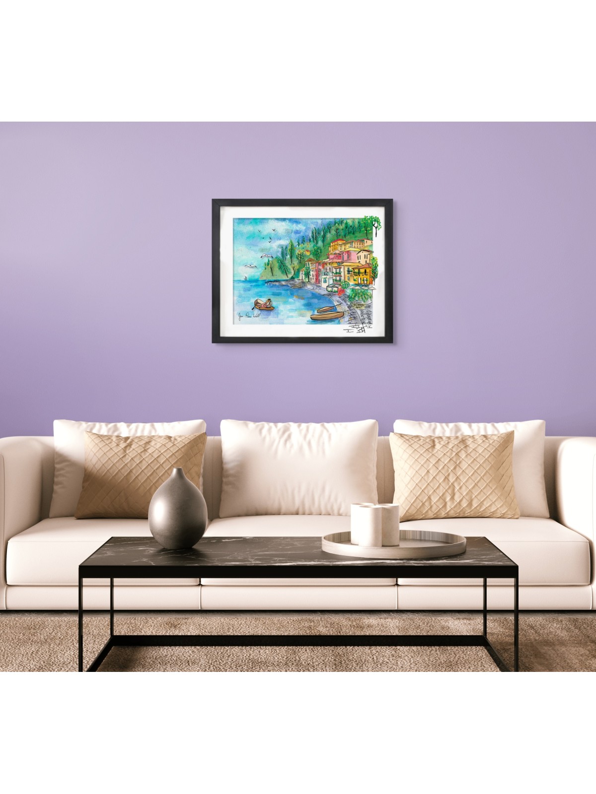 Charme côtier italien multicolore 3D Glass Art fo , Cadeaux Tu B'Av , I