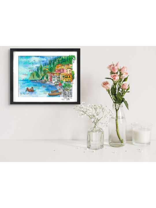 Multicolored Italian Coastal Charm 3D Glass Art fo , Tu B'Av Gifts , I