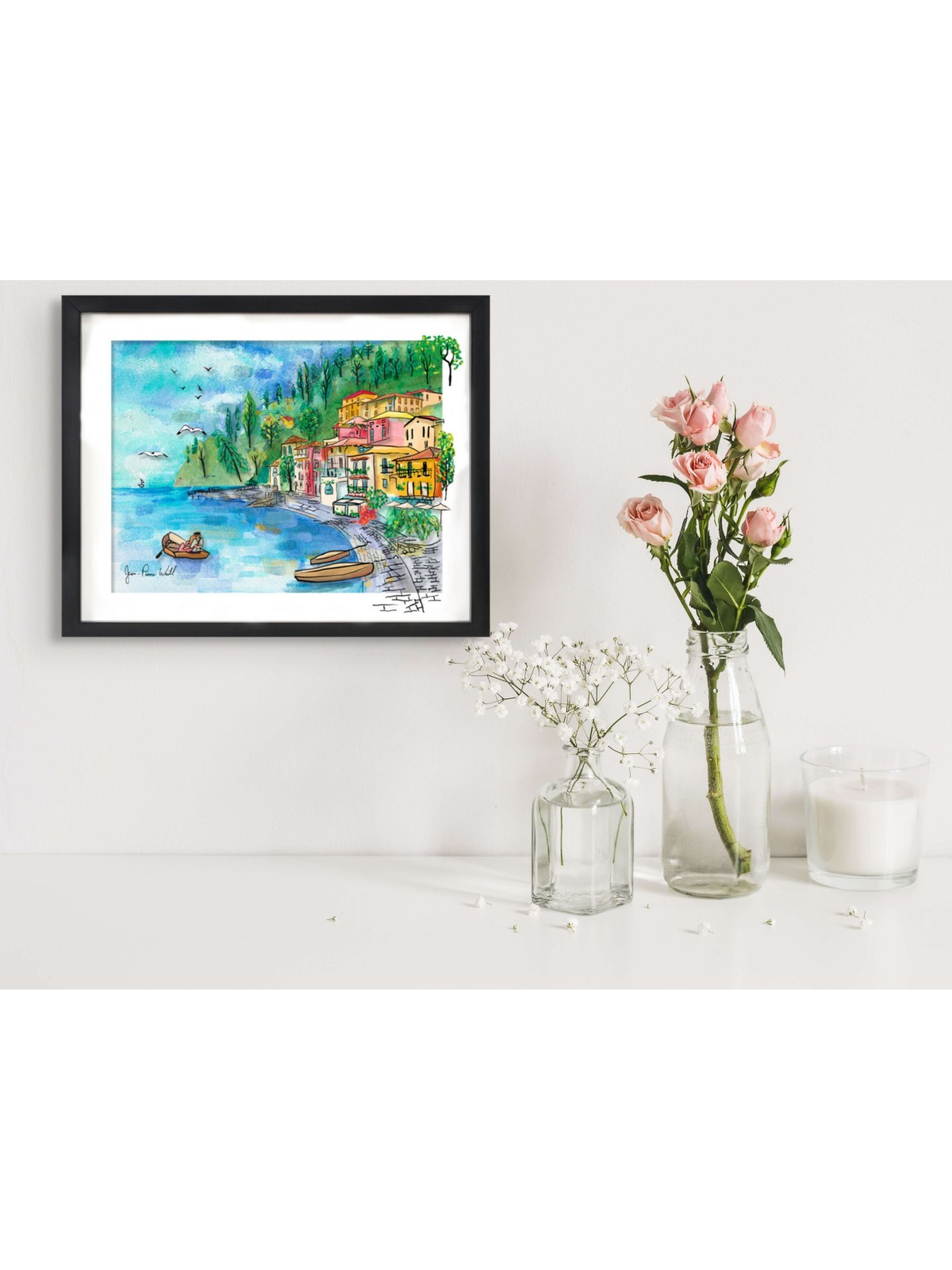 Multicolored Italian Coastal Charm 3D Glass Art fo , Tu B'Av Gifts , I