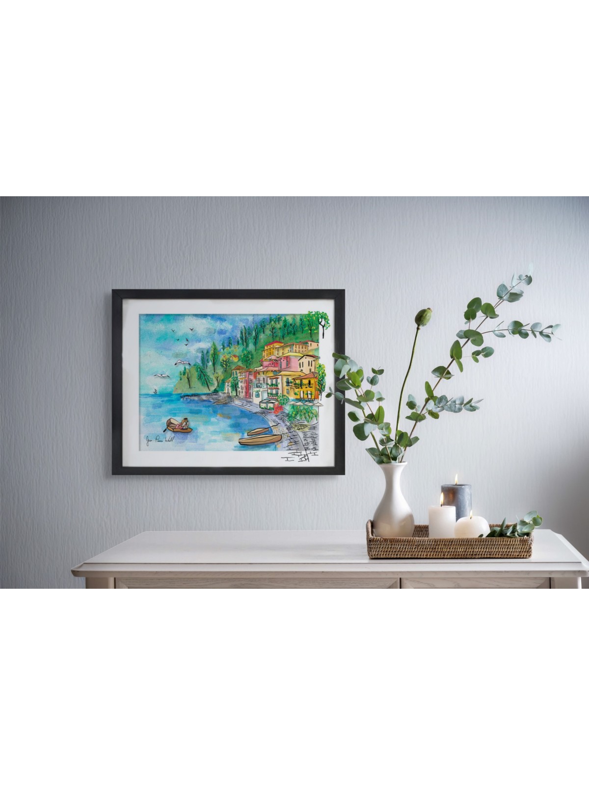 Charme côtier italien multicolore 3D Glass Art fo , Cadeaux Tu B'Av , I