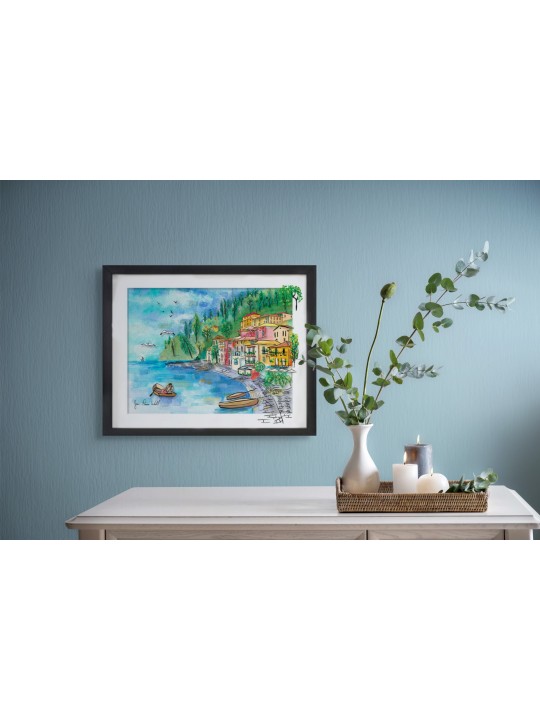 Charme côtier italien multicolore 3D Glass Art fo , Cadeaux Tu B'Av , I