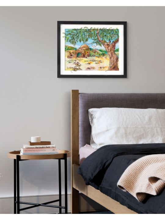 Kever Rachel Peinture 3D sur verre - Judaica moderne , Cadeaux Tu B'Av , I