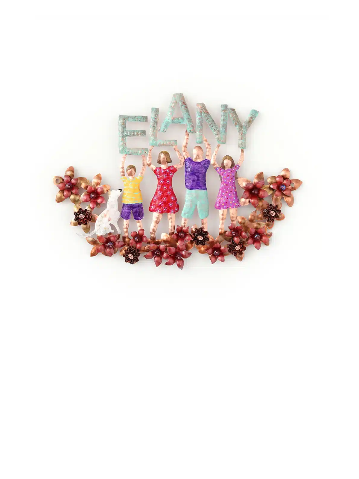 Nom de famille personnalisé Floral 3D porte en cuivre Sig, mariage juif Gi