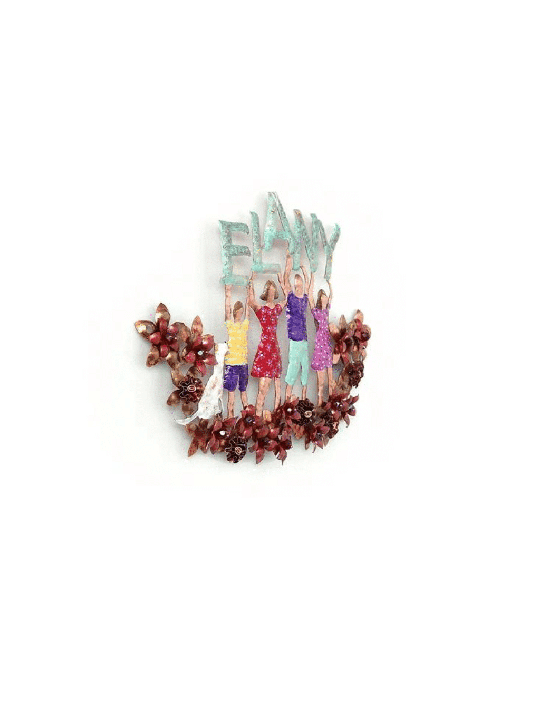 Nom de famille personnalisé Floral 3D porte en cuivre Sig, mariage juif Gi