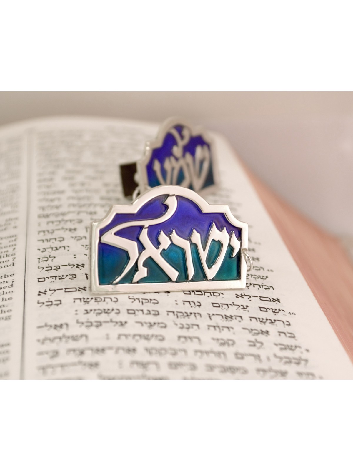 Sterling Silver Shema Israël Talit Clips , Clips Talit , Jud israélien