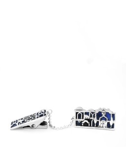 Enamel Tallit Clips Jerusalem Landscape , Tallit Clips , Israeli Judai